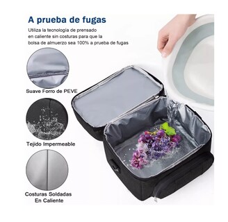Foto 3 | Lonchera Térmica Aislante De Gran Capacidad Portátil, Negro Belug