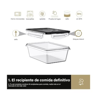 Foto 3 | Contenedores Plásticos Herméticos Para Almacenar 16 Piezas Con Tapa, Belug Transparente
