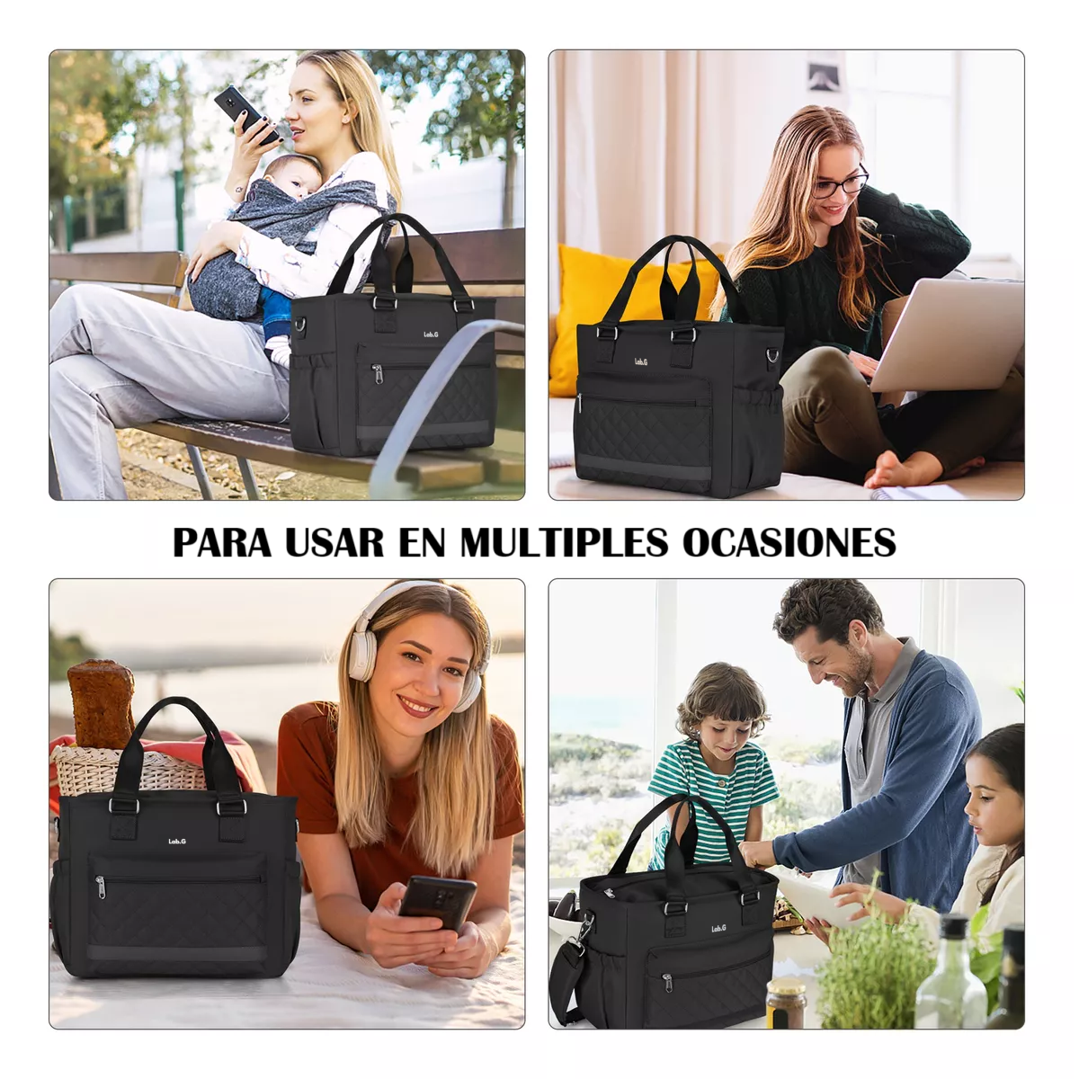 Foto 4 pulgar | Lonchera Bolsa Termica Lab.g Gran Capacidad Portátil Fiambrera 16l Negra
