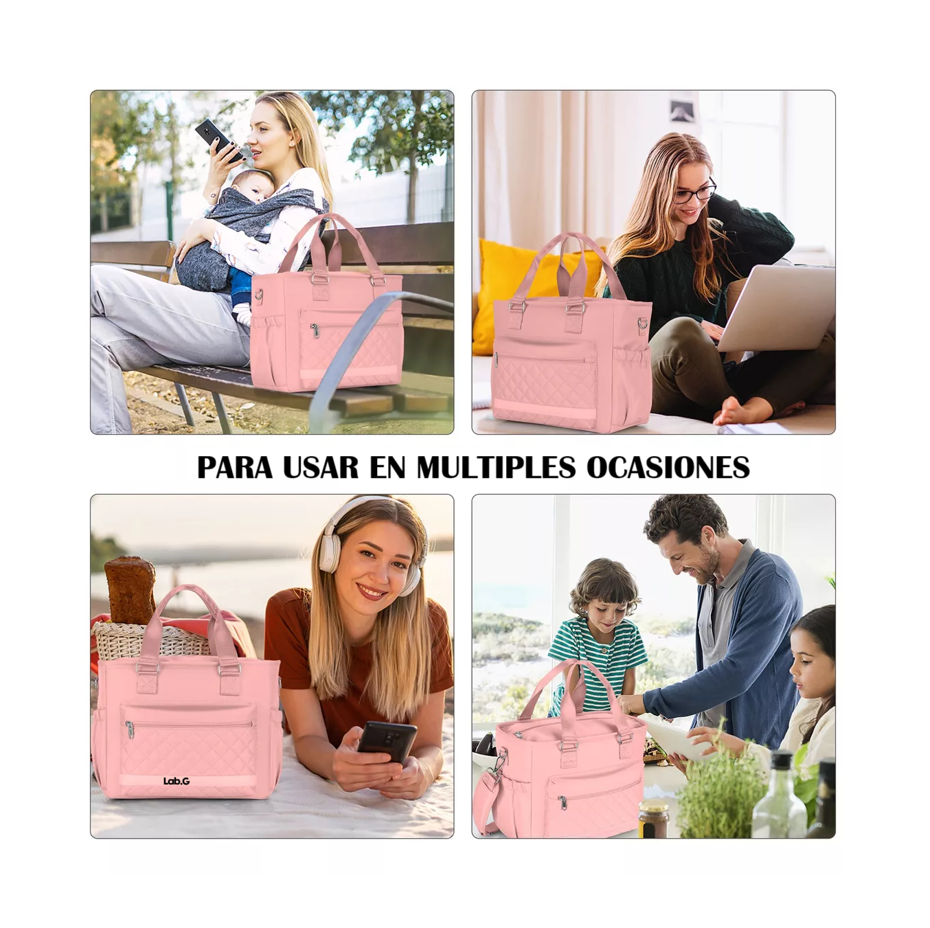 Foto 4 pulgar | Lonchera Bolsa Termica Lab.g Gran Capacidad Portátil Fiambrera 16l Rosa