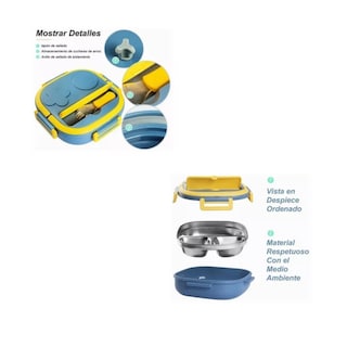 Foto 3 | Fiambrera Portátiles Infantil Boxinoxidable, Belug Azul/amarillo