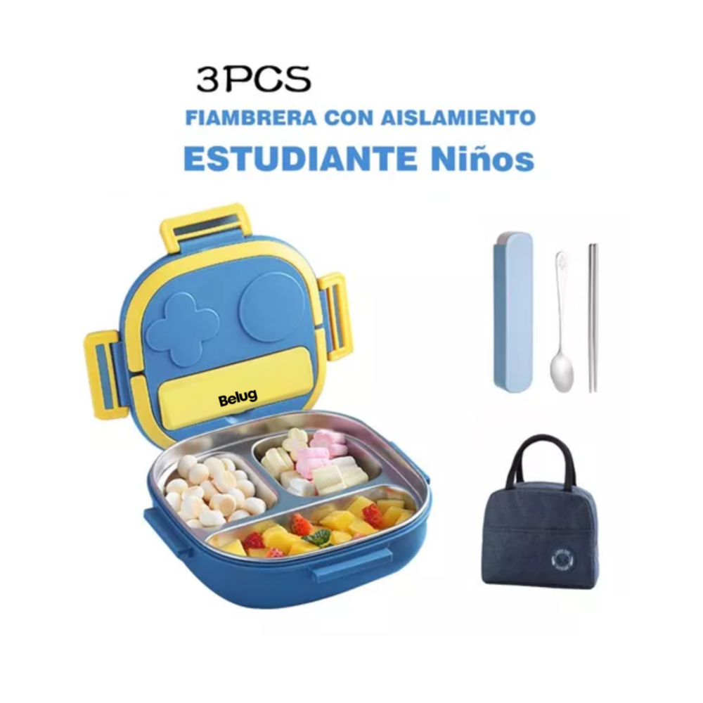 Foto 6 pulgar | Fiambrera Portátiles Infantil Boxinoxidable, Belug  Azul/amarillo