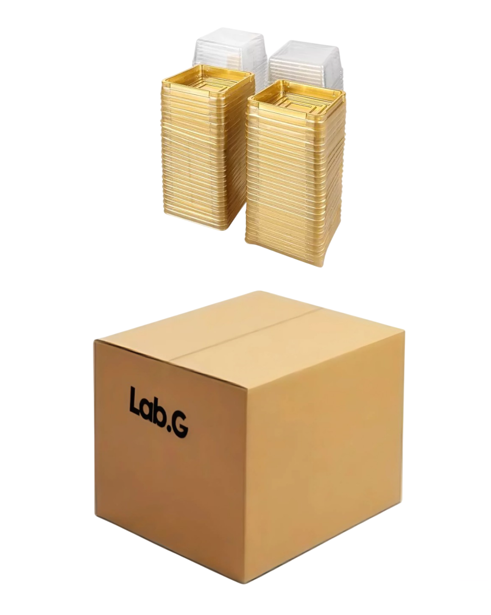 Mini- Cajas De Plastico Transparente, Cupcakes, Magdalenas, 100 Pz Dorado/transparente