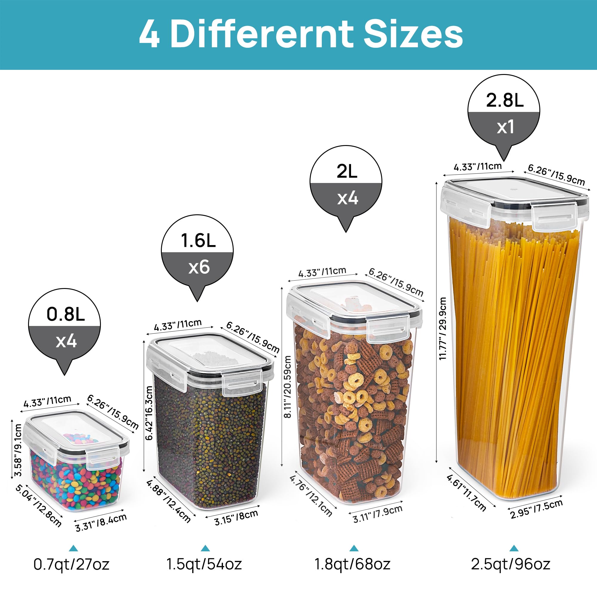 Foto 3 pulgar | Contenedores De Almacenamiento De Alimentos Vtopmart, 15 Unidades, Sin Bpa, Con Tapas - Venta Internacional.