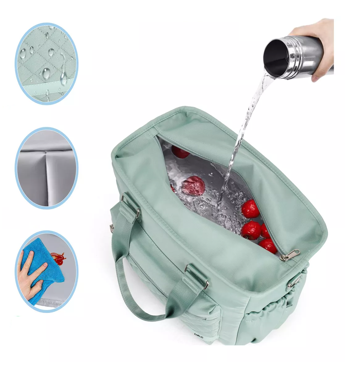 Foto 4 pulgar | Lonchera Bolsa Termica Gran Capacidad Portátil Fiambrera 16l, Verde