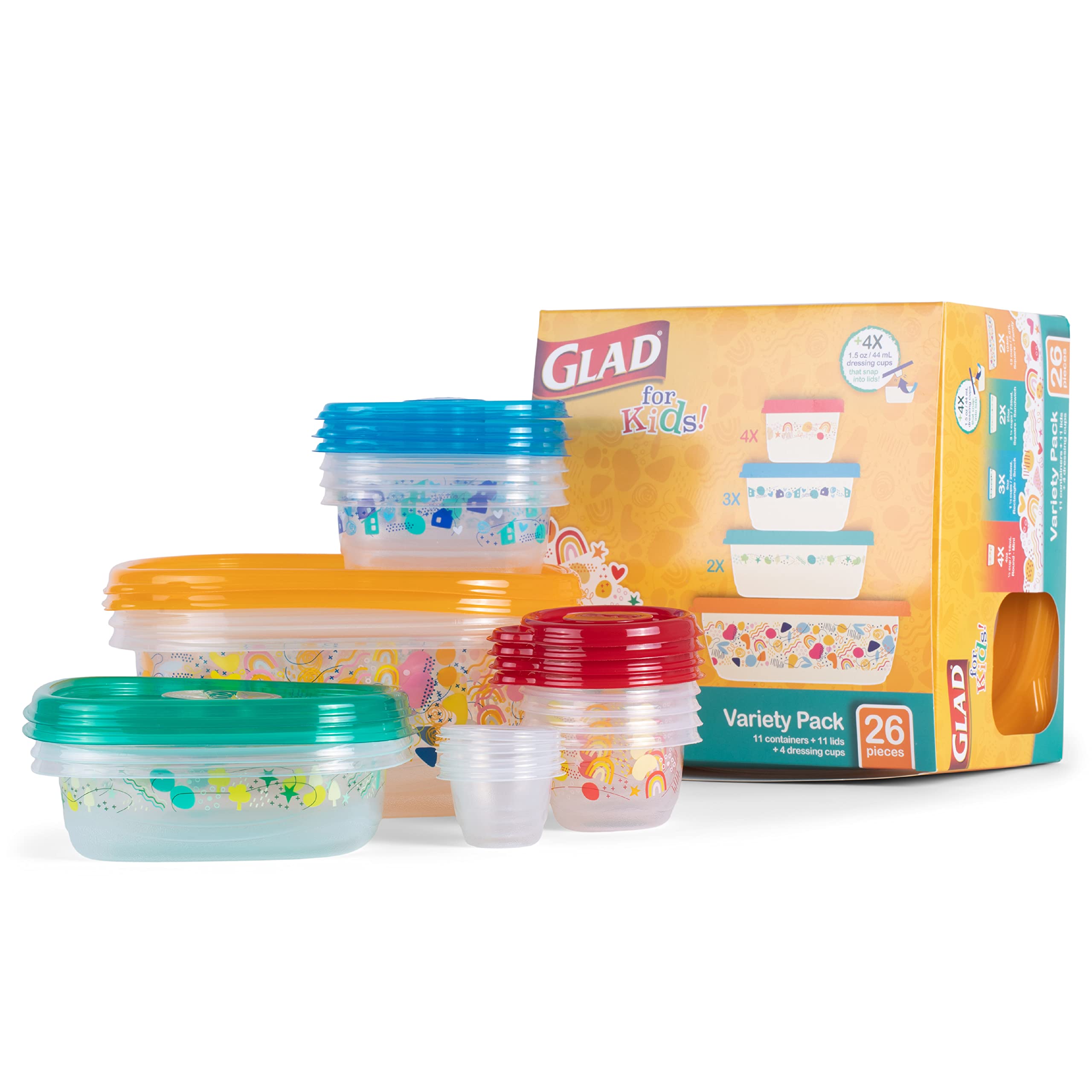 Contenedores De Almacenamiento De Alimentos Glad Gladware Kids, Juego De 26 Piezas - Venta Internacional.