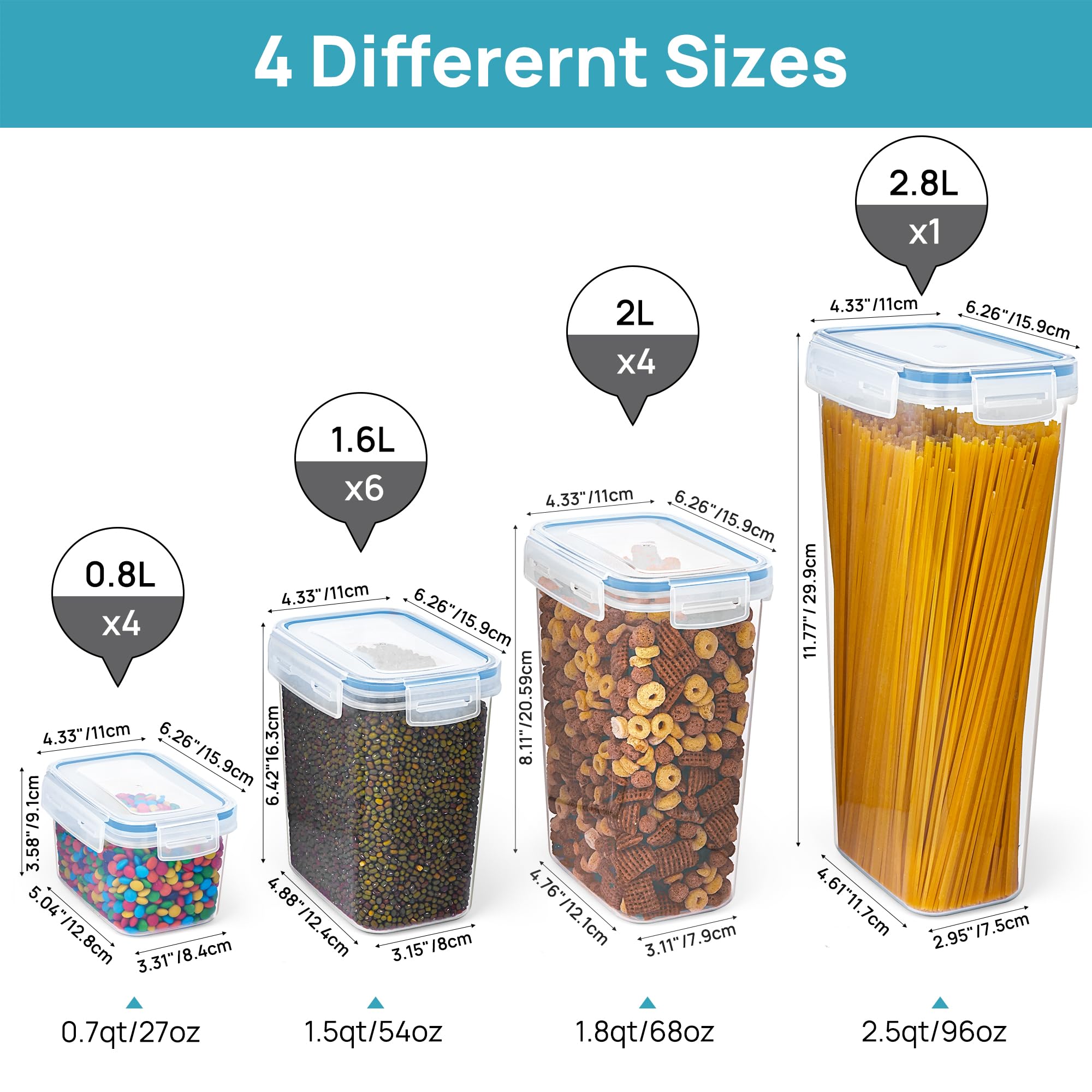 Foto 2 | Juego De Recipientes De Almacenamiento De Alimentos Vtopmart, 15 Piezas, Sin Bpa, Azul - Venta Internacional.