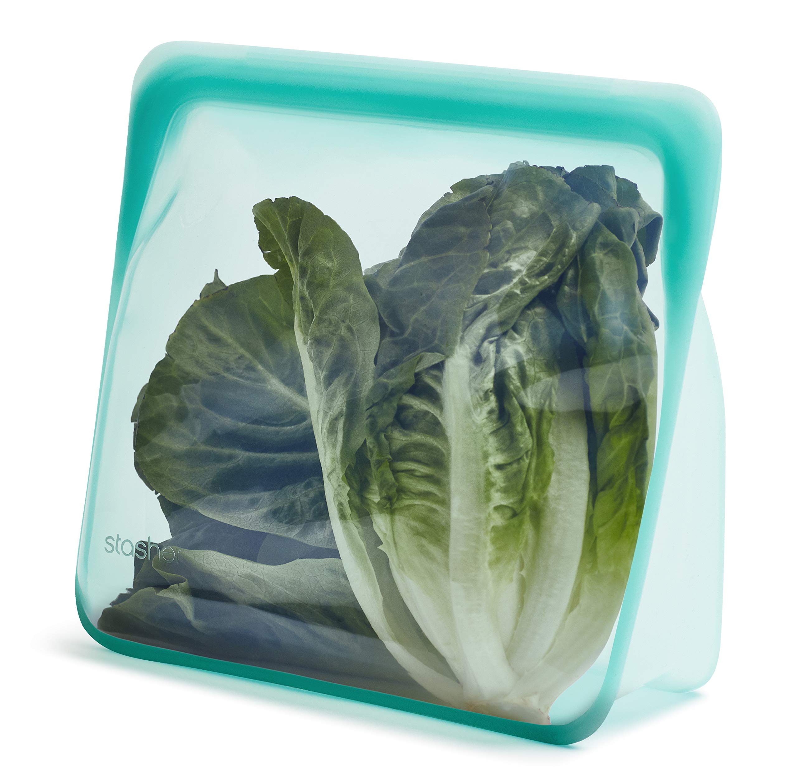 Bolsa De Almacenamiento De Alimentos Stasher Premium De Silicona Reutilizable, 3 Litros, Color Aguamarina - Vent