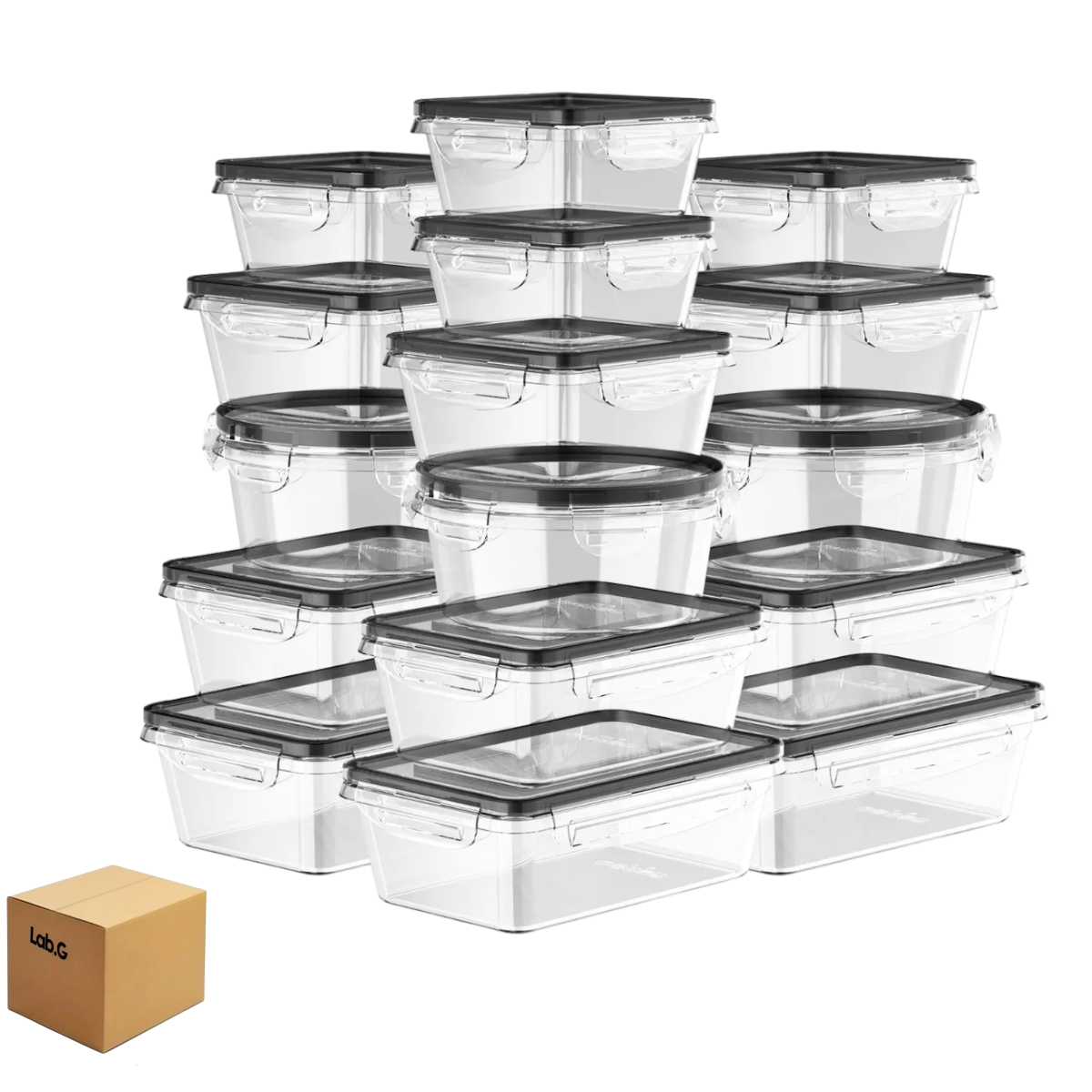 Contenedores Plásticos Herméticos Lab.g Para Almacenar 16 Piezas Transparentes