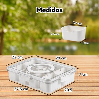 Foto 2 | Caja Aperitivos Portátil Tapa Asa 8 Compartimentos Blanco