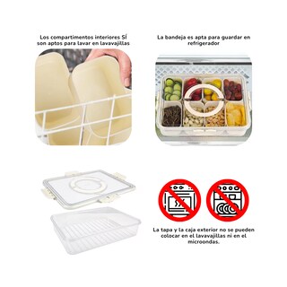 Foto 3 | Caja Aperitivos Portátil Tapa Asa 8 Compartimentos Blanco