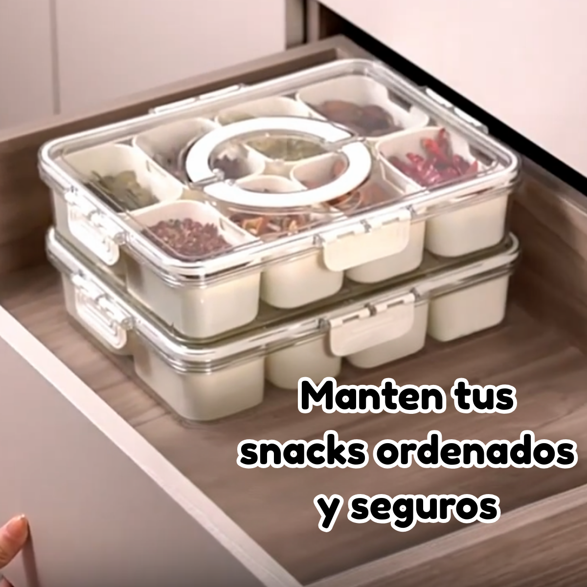 Foto 5 pulgar | Caja Aperitivos Portátil Tapa Asa 8 Compartimentos Blanco