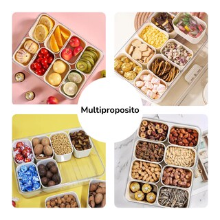 Foto 6 | Caja Aperitivos Portátil Tapa Asa 8 Compartimentos Blanco