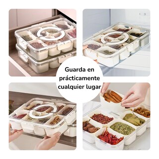 Foto 7 | Caja Aperitivos Portátil Tapa Asa 8 Compartimentos Blanco
