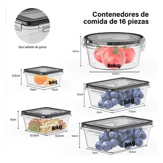 Foto 5 | Contenedores Plásticos Herméticos Para Almacenar Belug 16 Piezas