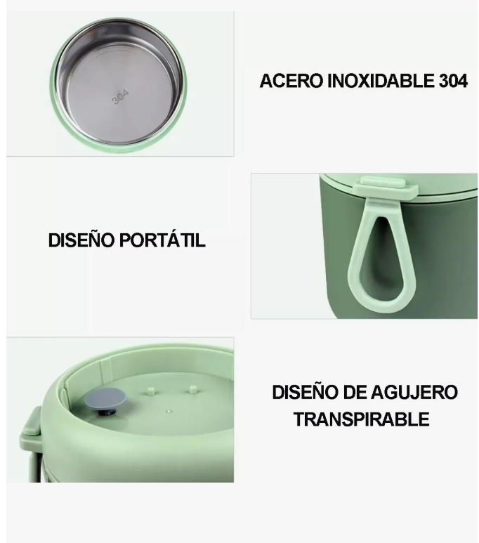 Foto 4 pulgar | Lonchera Xtellar Termica Acero Inoxidable De 530ml Incluye Cuchara Color Verde