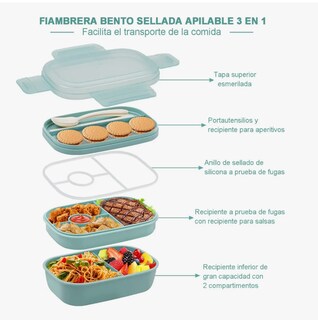 Foto 4 | Box Xtellar Lunch 3 Niveles Topper 1900ml Fiambrera Con Cubiertos