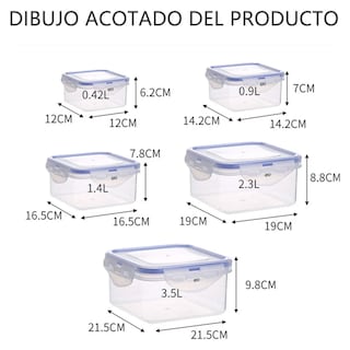 Foto 2 | Contenedores Plástico Sellado Cuadrado Eo Safe Imports Esi-18940 Transparente