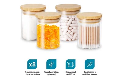 Foto 3 | Recipientes Xtellar Herméticos De Vidrio Con Tapa De Bambú
