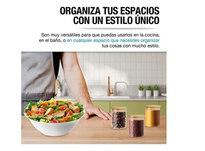 Foto 4 | Recipientes Xtellar Herméticos De Vidrio Con Tapa De Bambú