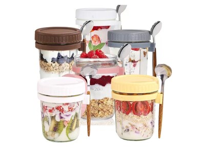 Foto 1 | 6 Xtellar Pzs Recipientes De Avena Overnight Vidrio Mason Jar 12 Oz
