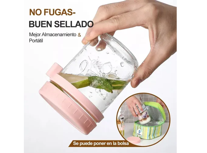Foto 4 pulgar | 6 Xtellar Pzs Recipientes De Avena Overnight Vidrio Mason Jar 12 Oz