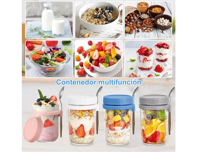Foto 6 pulgar | 6 Xtellar Pzs Recipientes De Avena Overnight Vidrio Mason Jar 12 Oz