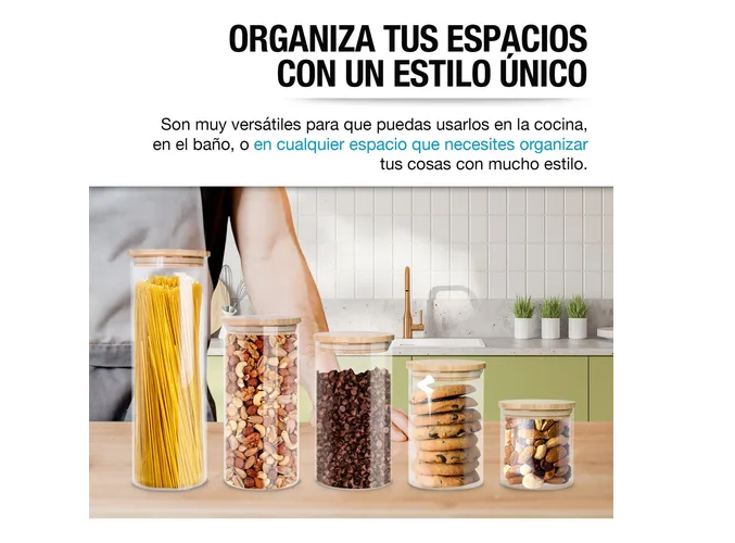 Foto 4 pulgar | Recipientes Xtellar Hermeticos De Vidrio Contenedores