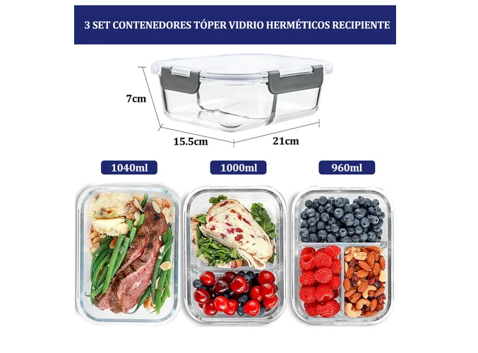 Foto 2 | Contenedores Xtellar Tóper Vidrio Herméticos Recipiente