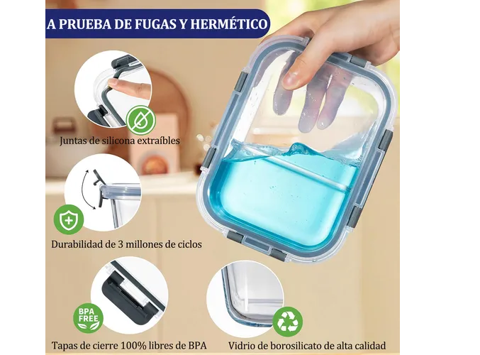 Foto 4 pulgar | Contenedores Xtellar Tóper Vidrio Herméticos Recipiente