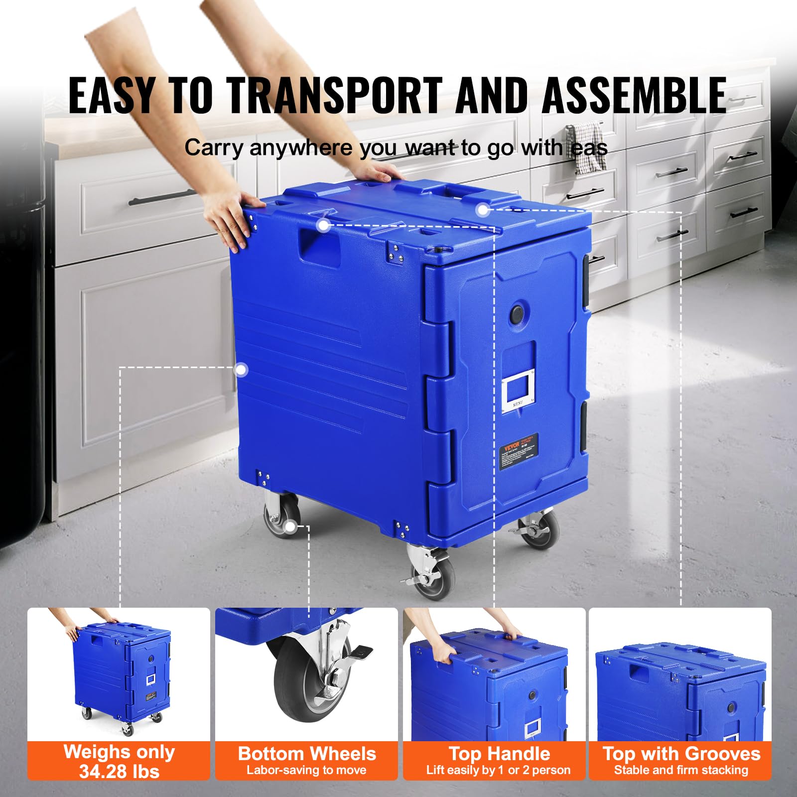 Foto 6 pulgar | Caja Caliente Vevor De 95 Cuartos De Galón Con Hebilla Azul Para Catering - Venta Internacional.