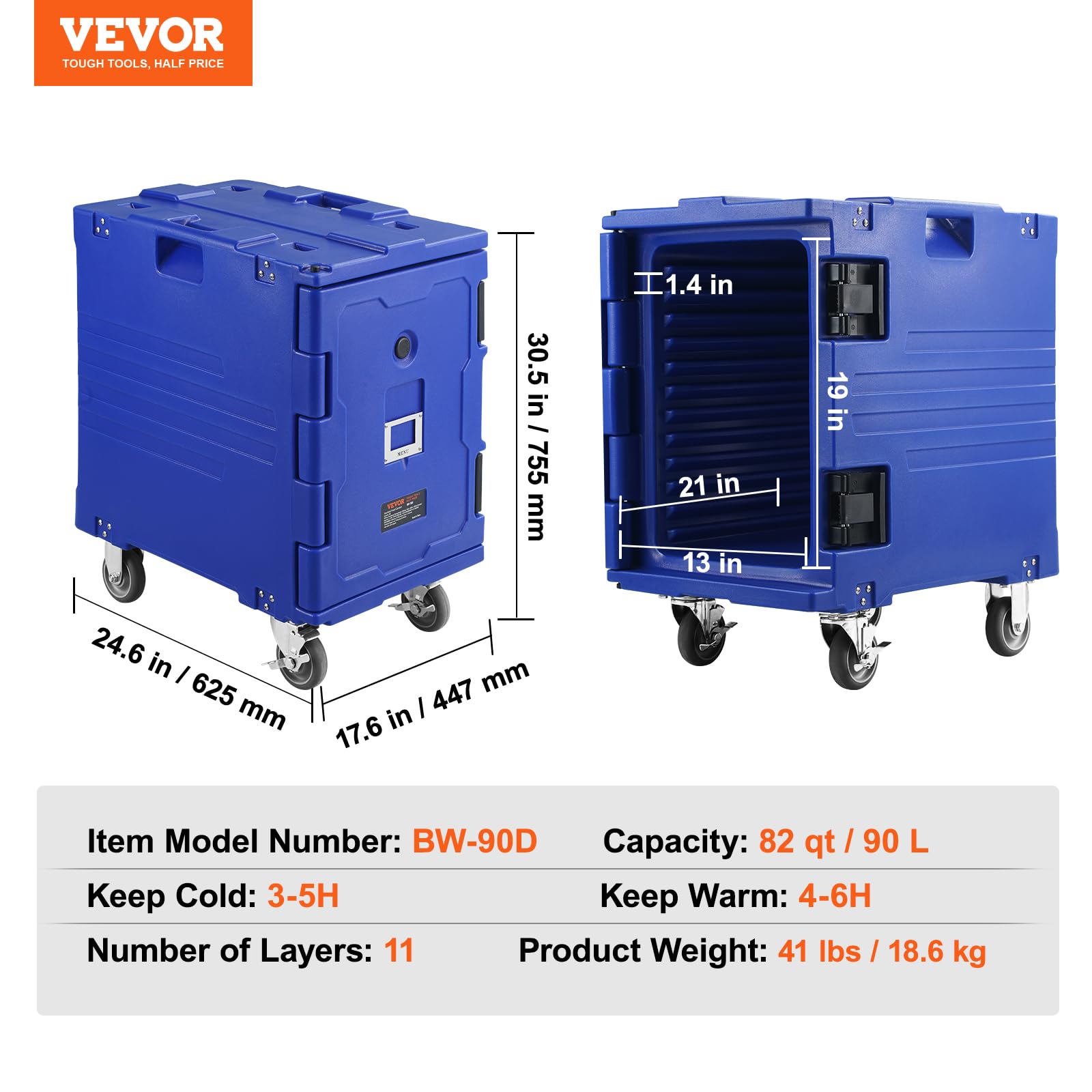 Foto 8 pulgar | Caja Caliente Vevor De 95 Cuartos De Galón Con Hebilla Azul Para Catering - Venta Internacional.