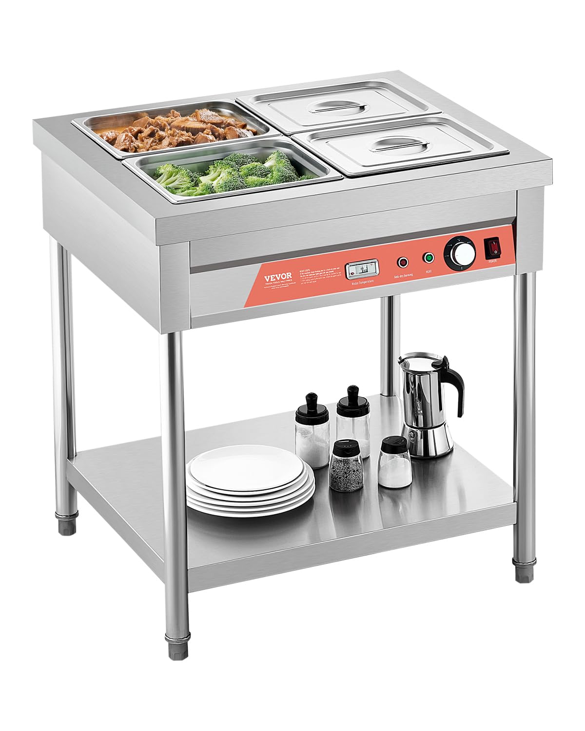 Mesa De Vapor Eléctrica De 4 Bandejas Vevor Para Calentar Alimentos, 1500 W, 30-85 ℃ - Venta Internacional.