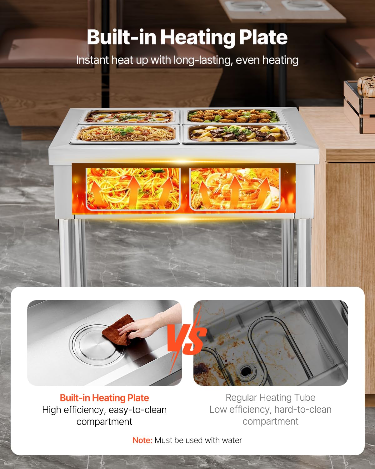 Foto 2 | Mesa De Vapor Eléctrica De 4 Bandejas Vevor Para Calentar Alimentos, 1500 W, 30-85 ℃ - Venta Internacional.