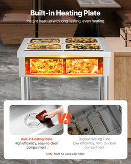 Foto 2 | Mesa De Vapor Eléctrica De 4 Bandejas Vevor Para Calentar Alimentos, 1500 W, 30-85 ℃ - Venta Internacional.