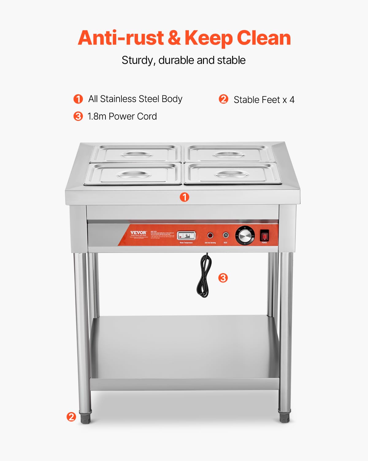 Foto 6 pulgar | Mesa De Vapor Eléctrica De 4 Bandejas Vevor Para Calentar Alimentos, 1500 W, 30-85 ℃ - Venta Internacional.