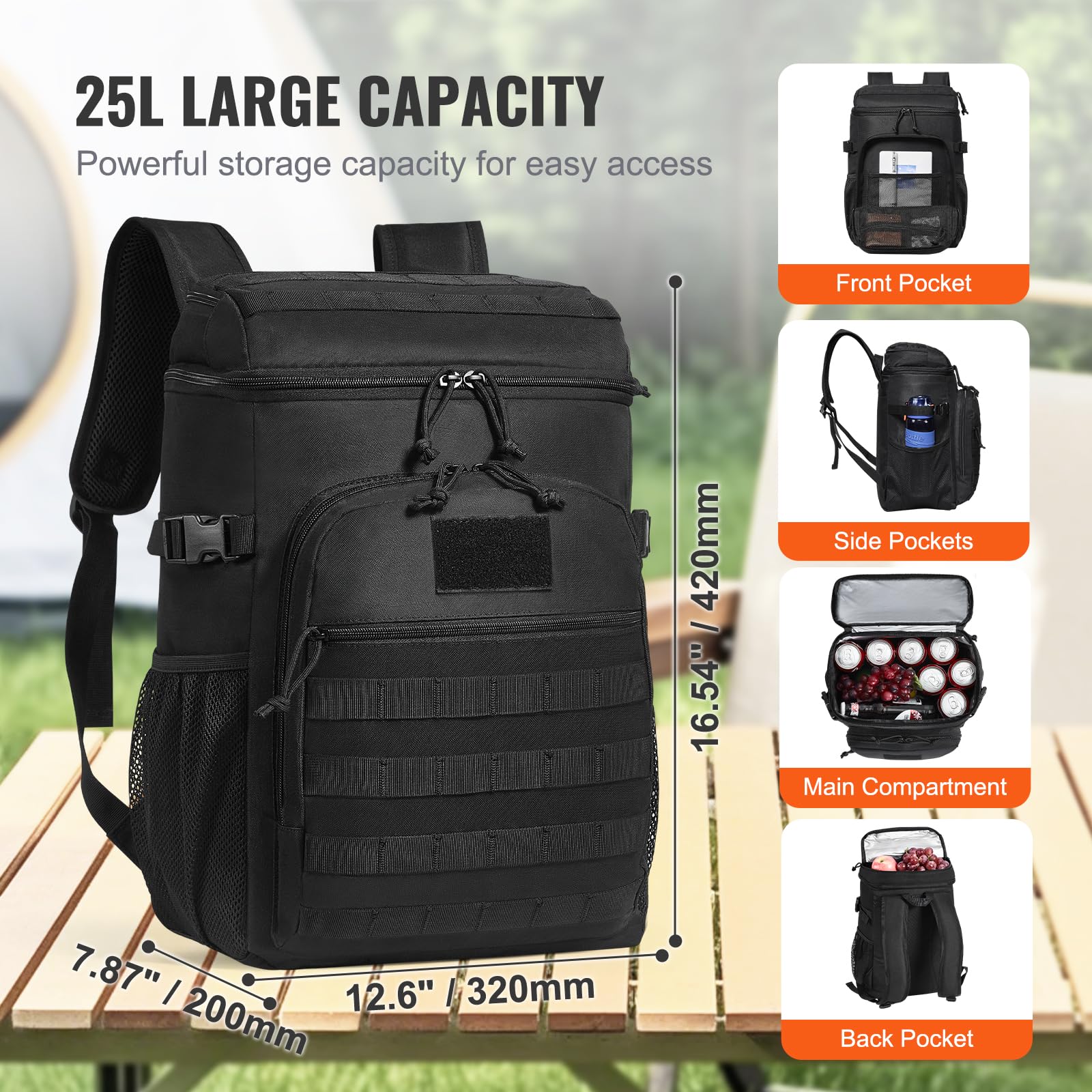 Foto 4 pulgar | Mochila Táctica Vevor, 25 L, Con Aislamiento, 36 Latas - Venta Internacional.