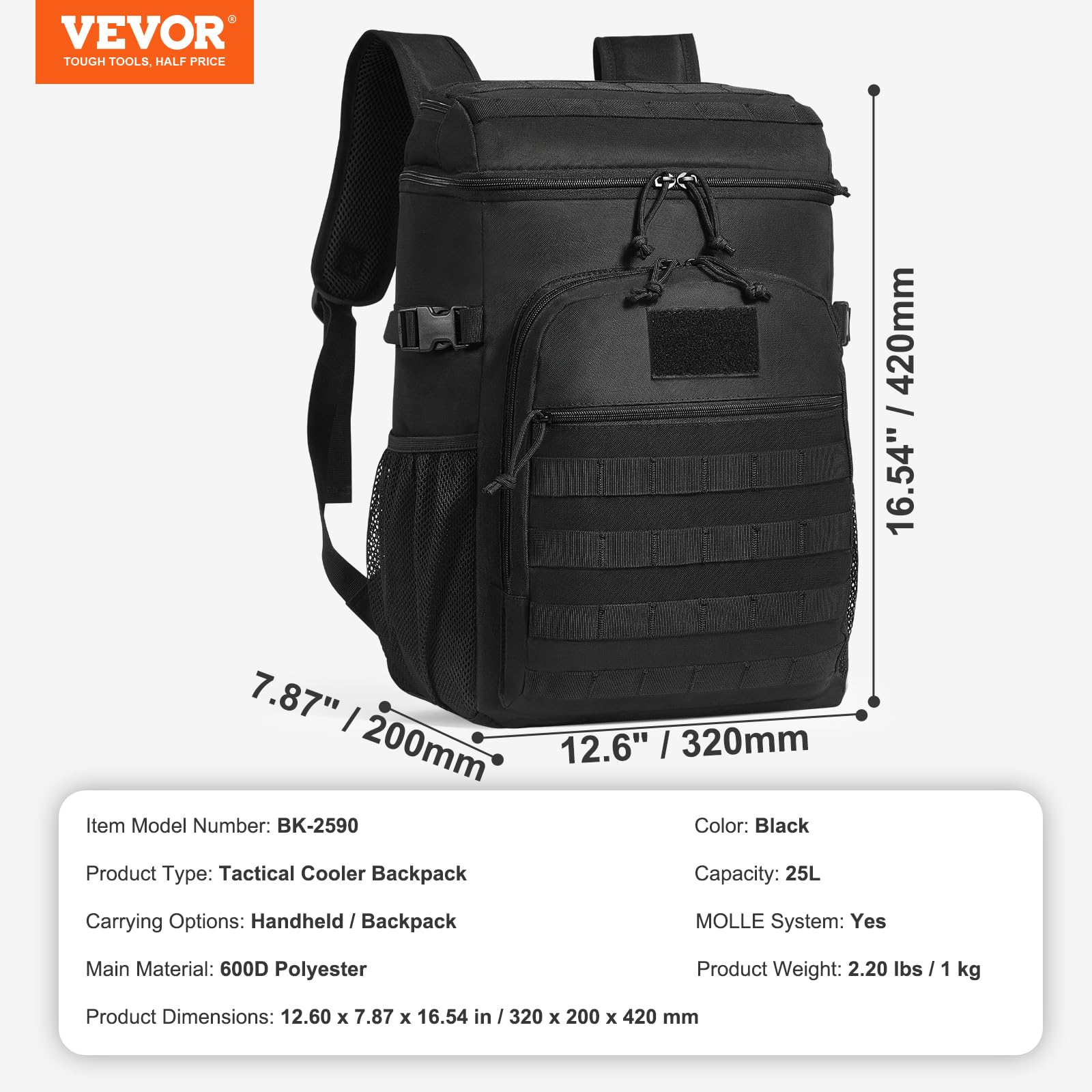 Foto 8 pulgar | Mochila Táctica Vevor, 25 L, Con Aislamiento, 36 Latas - Venta Internacional.