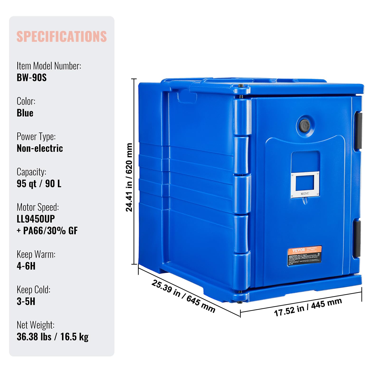 Foto 8 pulgar | Caja Caliente Aislante Vevor, 95 Cuartos De Galón, 90 L, Color Azul - Venta Internacional.