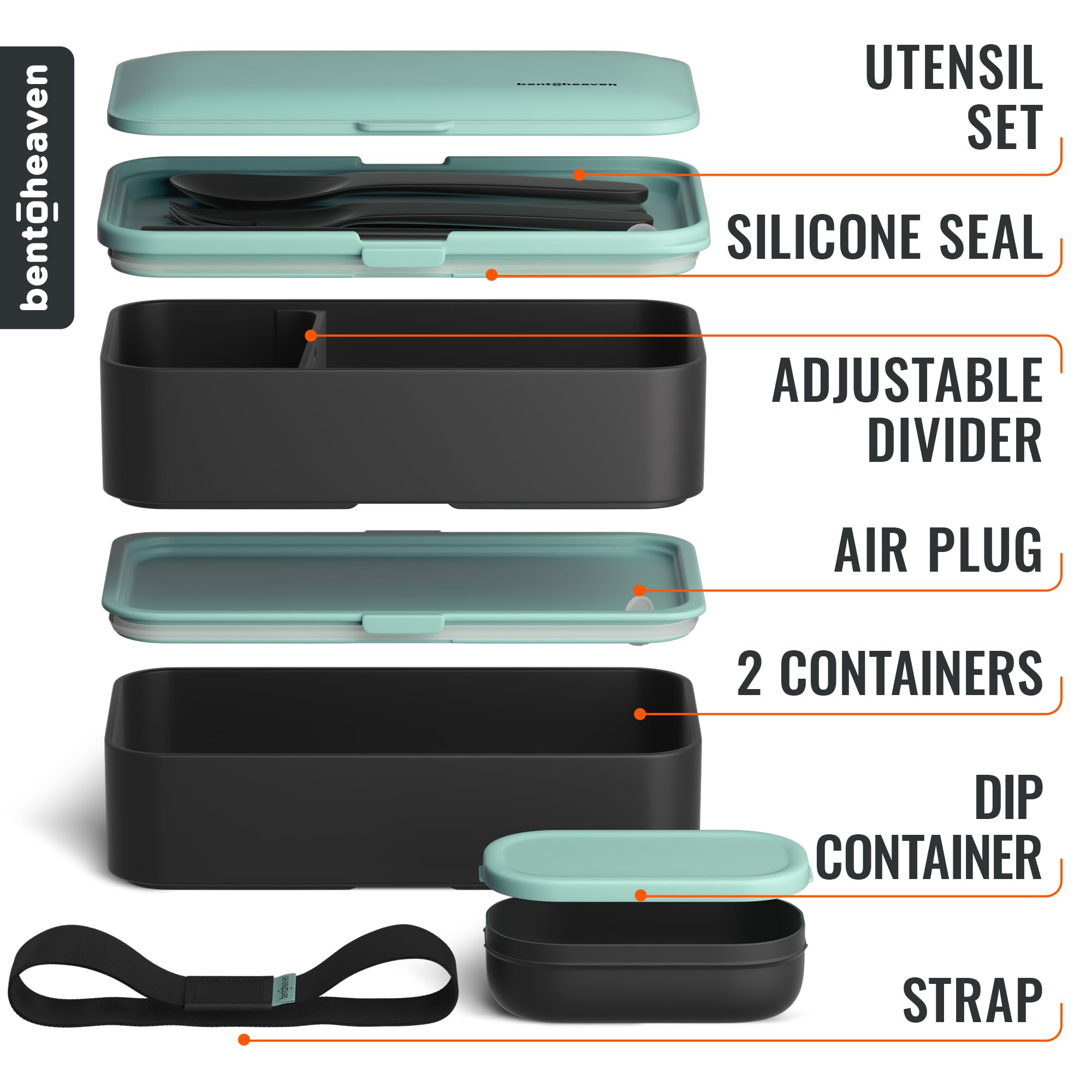 Foto 4 pulgar | Bento Box Bentoheaven Premium Para Adultos Con Utensilios Y Palillos - Venta Internacional.