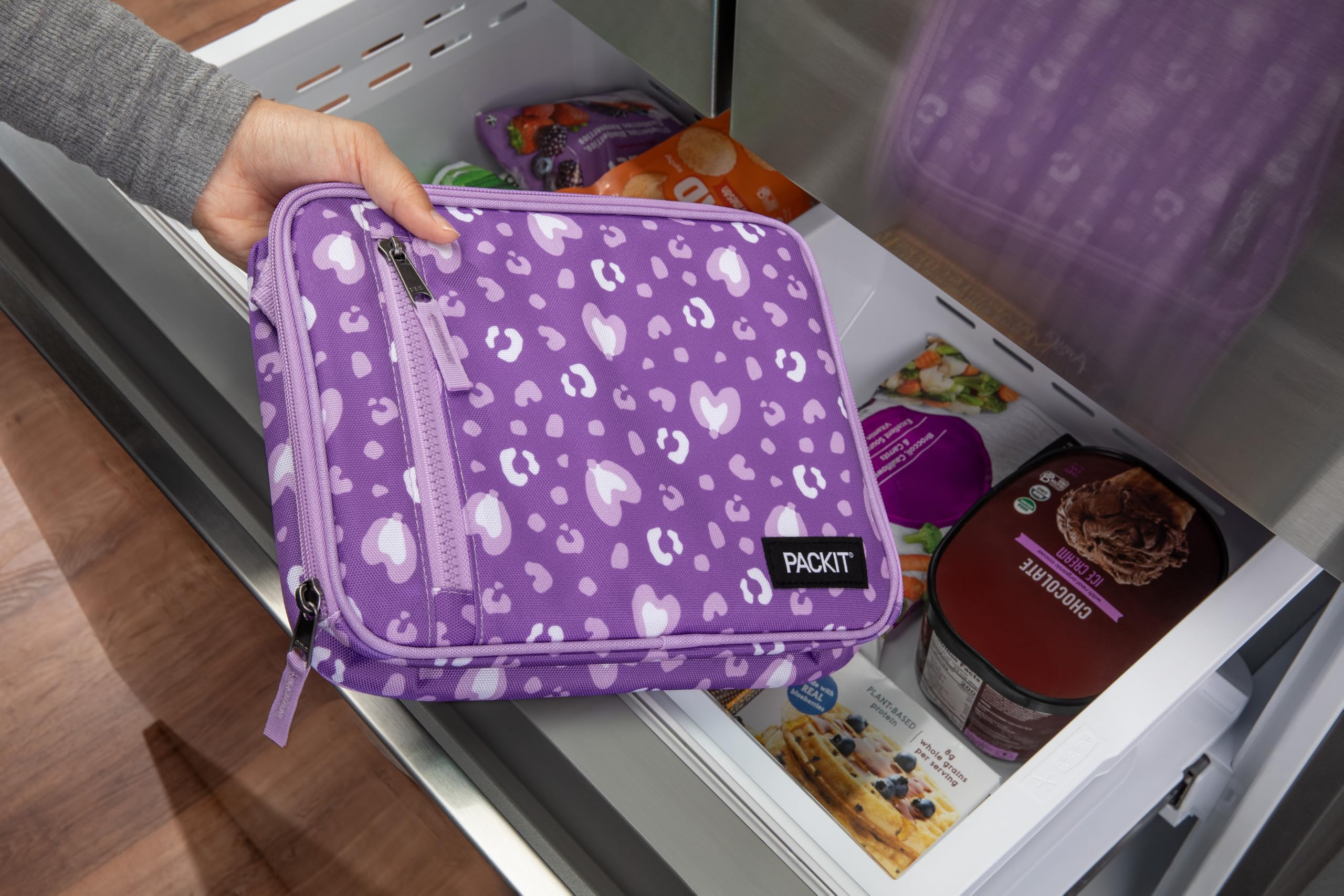 Foto 2 | Lonchera Packit, Congelable, Clásica, Con Forma De Corazón De Leopardo, Color Morado - Venta Internacional.