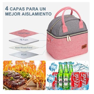 Foto 4 | Lonchera Térmicas Lab.g, Bolsa Almuerzo Para Dama Rosa Gris Pinkgray