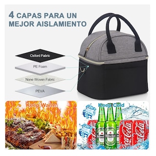 Foto 4 | Lonchera Térmicas Lab.g Bolsa Almuerzo Para Dama Negro Gris Blackgray