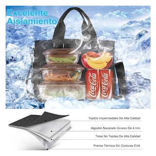 Foto 3 | Lonchera Bolsa Térmica Lab.g Gran Capacidad Portátil Fiambrera 16l Negro