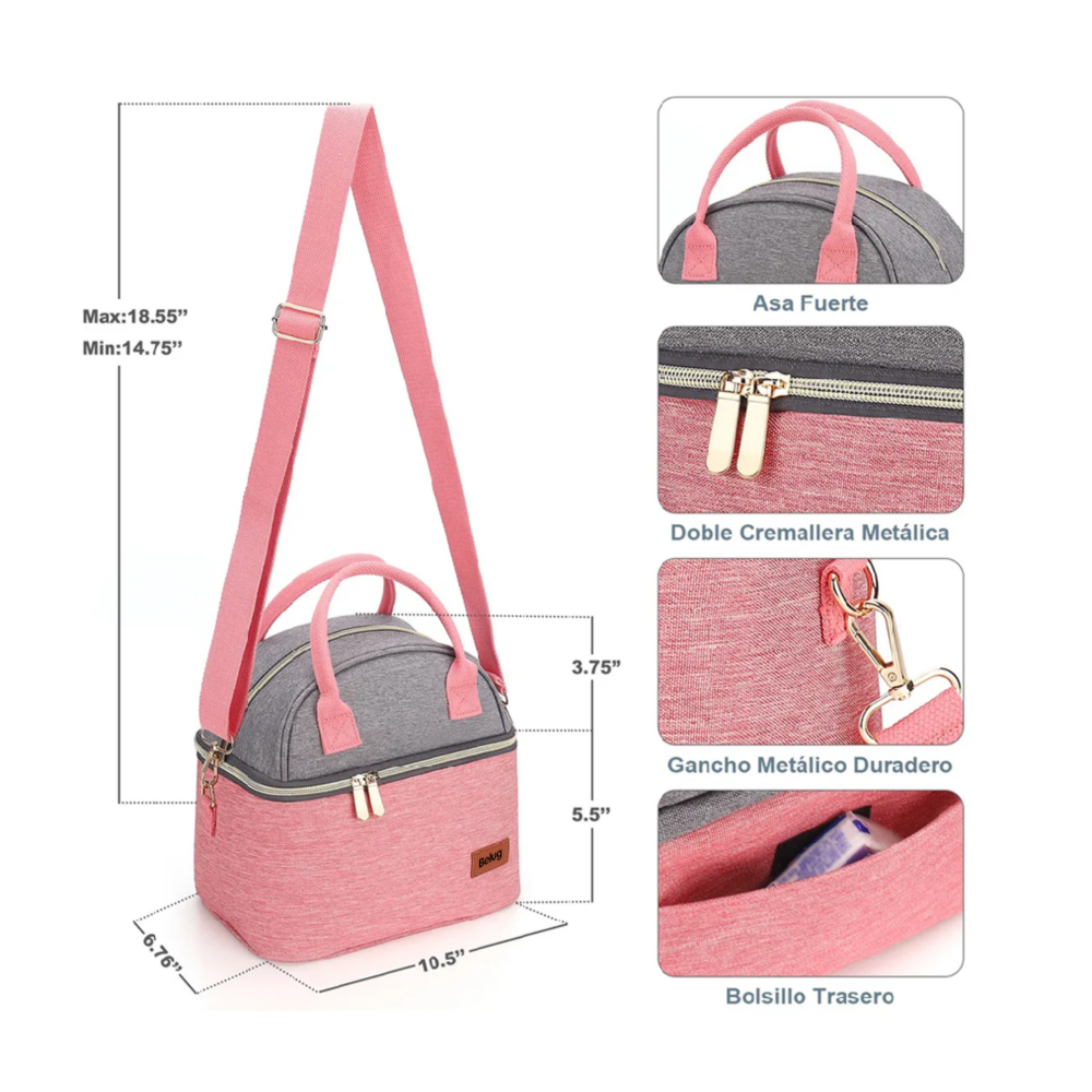 Foto 3 pulgar | Lonchera Térmicas  Belug, Bolsa Almuerzo Para Dama Rosa Gris Pinkgray