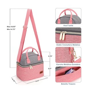 Foto 2 | Lonchera Térmicas Belug, Bolsa Almuerzo Para Dama Rosa Gris Pinkgray