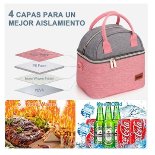 Foto 4 | Lonchera Térmicas Belug, Bolsa Almuerzo Para Dama Rosa Gris Pinkgray