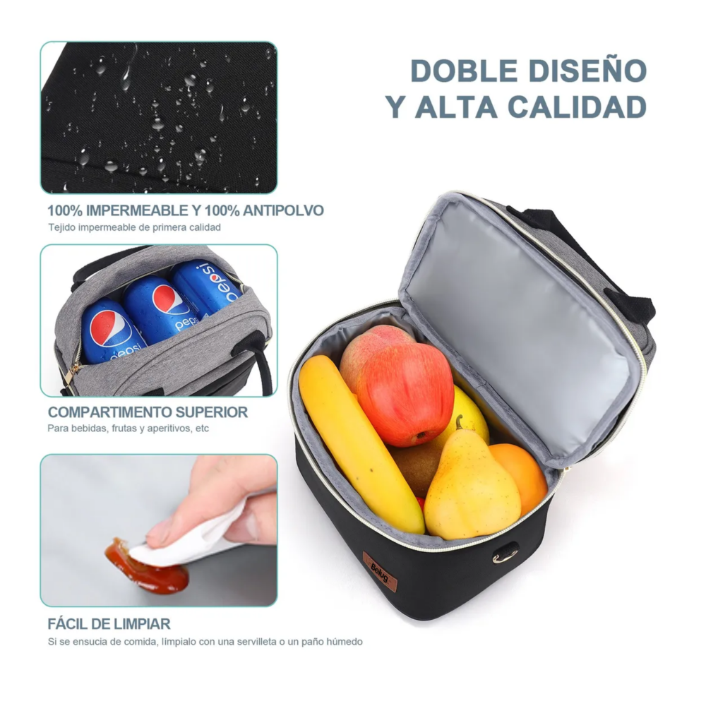 Foto 4 pulgar | Lonchera Térmicas Belug  Bolsa Almuerzo Para Dama Negro Gris Blackgray