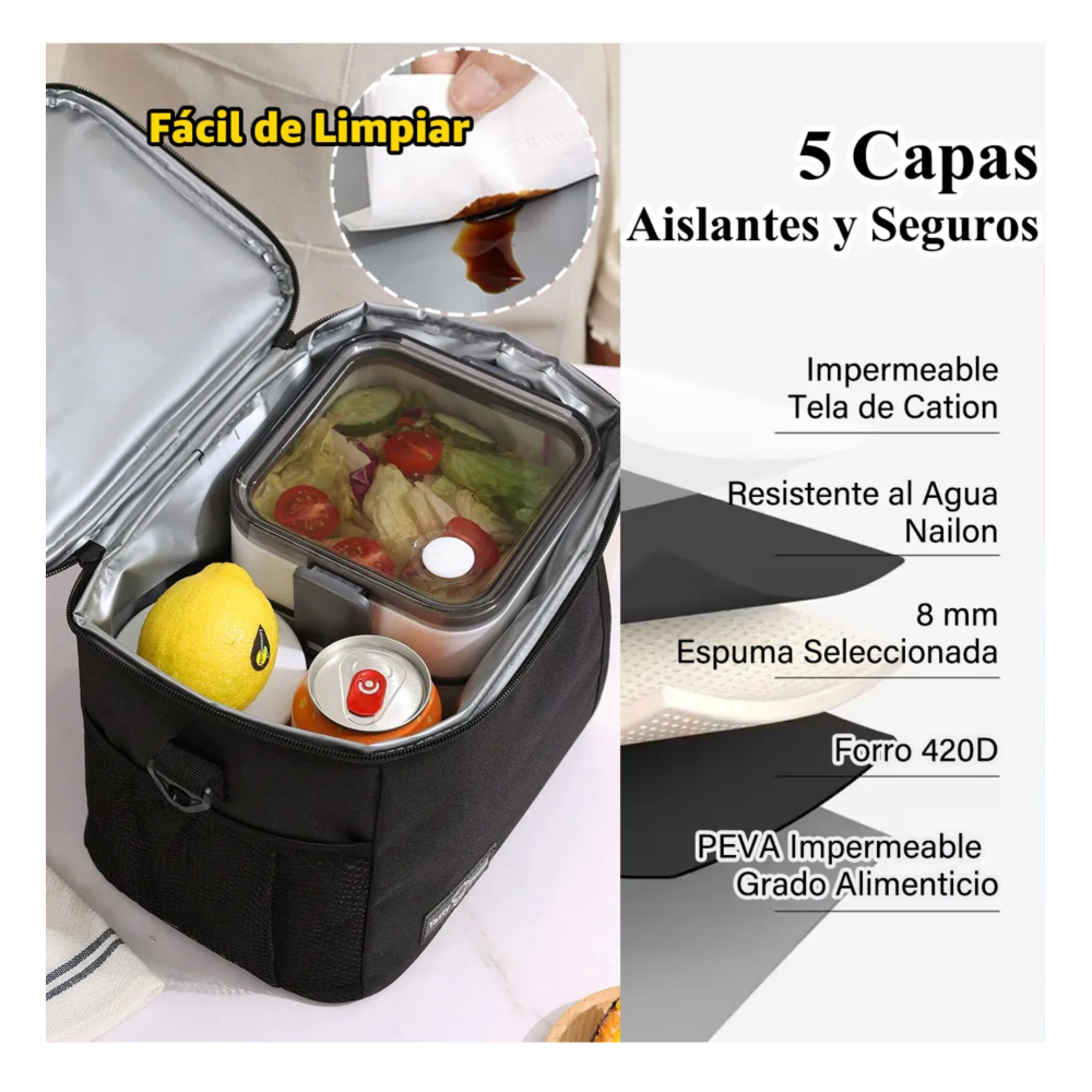 Foto 4 pulgar | Loncheras Térmicas Lab.g   Bolsa Negra Para Dama