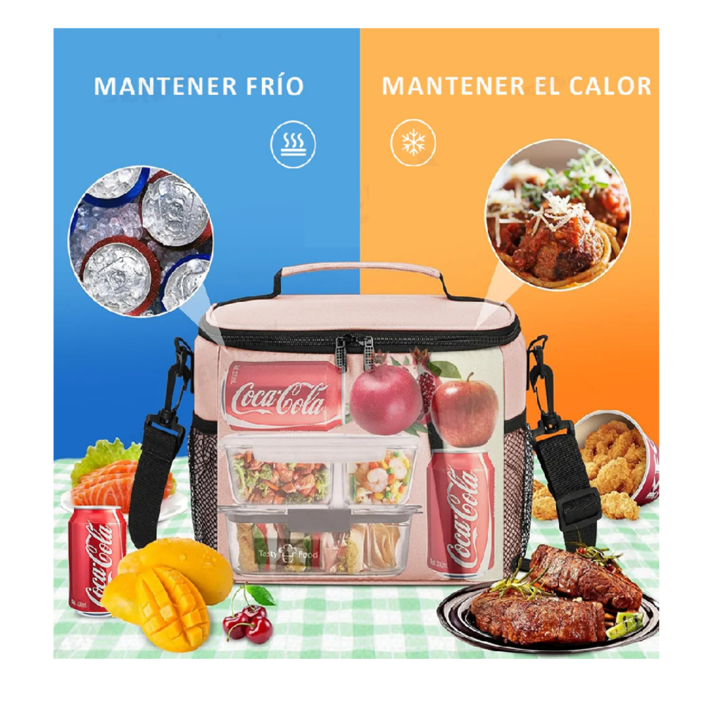 Foto 3 | 2pcs Lonchera Térmica Bolsa Escolar Portátil 9l+7l Belug, Rosa Blanco